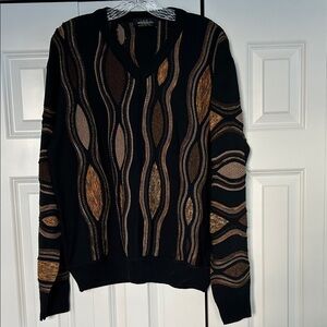 Montechiaro Coogi style 3D Black and Brown Sweater Italian made. Men’s L